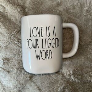 Rae Dunn White Ceramic Mug with Black Text